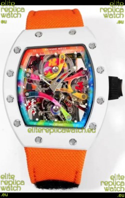 Richard Mille Super Clone RM68-01 White Ceramic Casing Nylon Strap Tourbillon Swiss Replica