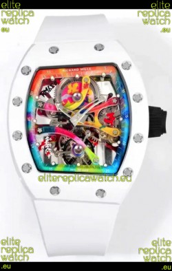 Richard Mille Super Clone RM68-01 White Ceramic Casing White Strap Tourbillon Swiss Replica