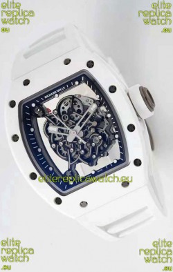 Richard Mille RM055 Ceramic Casing 1:1 Mirror Replica Watch in White Strap 