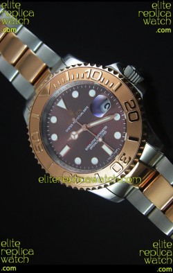 Rolex Yachtmaster Rose Gold Two Tone Grey Dial 1:1 Swiss Replica Watch 