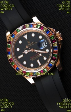 Rolex Yachtmaster 116695 Everose Gold Diamonds Cal.3135 Swiss 1:1 Ultimate 904L Steel Watch