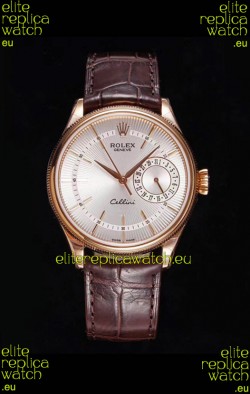 Rolex Cellini Date Ref#50515 Replica 1:1 Mirror Rose Gold 904L Steel Watch White Dial