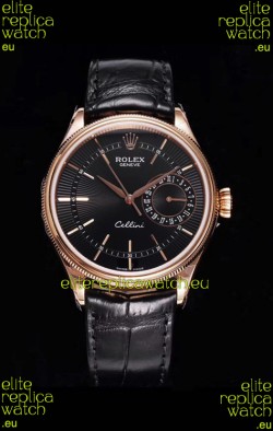 Rolex Cellini Date Ref#50515 Replica 1:1 Mirror Rose Gold 904L Steel Watch Brown Dial