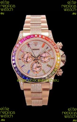 Rolex Daytona ICED OUT Rose Gold Watch Original Cal.4130 Movement - 1:1 Mirror 904L Steel Watch 