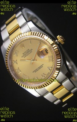 Rolex Datejust Replica Japanese Watch - Two Tone Plating with Gold Dial in 36MM Casing
