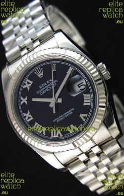 Rolex Datejust Japanese Replica Watch - Black Dial in 36MM with Jubilee Strap