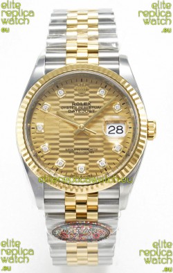 Rolex Super Clone Datejust ETA 3235 Movement 36MM Two Tone Yellow Gold Swiss Fluted Dial