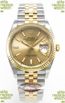 Rolex Super Clone Datejust ETA 3235 Movement 36MM Two Tone Yellow Gold Swiss Gold Dial