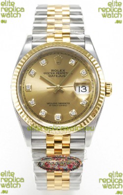 Rolex Super Clone Datejust ETA 3235 Movement 36MM Two Tone Yellow Gold Swiss Gold Dial