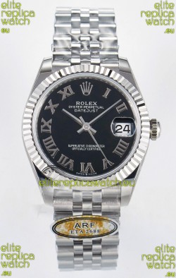 Rolex Super Clone Datejust ETA 2688 Movement 31MM Stainless Steel Black Roman Dial Watch 