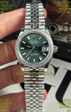 Rolex Super Clone Datejust ETA 2688 Movement 31MM Stainless Steel Case Green Dial Watch