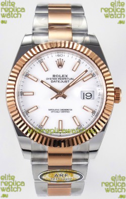 Rolex Super Clone Datejust ETA 3235 Movement 41MM Two Tone Rose Gold Plating White Dial Watch