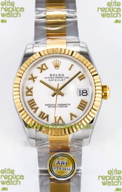 Rolex Super Clone Datejust ETA 2688 Movement 31MM Two Tone Yellow Gold Swiss White Dial
