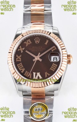Rolex Super Clone Datejust ETA 2688 Movement 31MM Two Tone Rose Gold Swiss Brown Dial