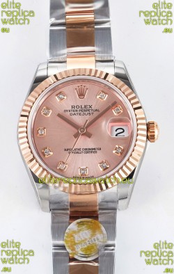 Rolex Super Clone Datejust ETA 2688 Movement 31MM Two Tone Rose Gold Casing and Dial 