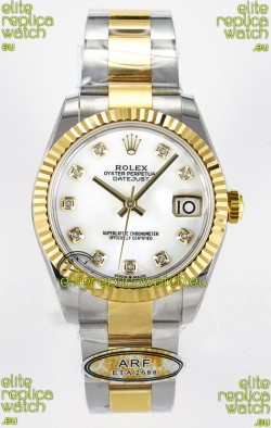 Rolex Super Clone Datejust ETA 2688 Movement 31MM Two Tone Yellow Gold Peal Dial