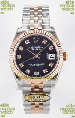 Rolex Super Clone Datejust ETA 2688 Movement 31MM Two Tone Rose Gold Swiss Purple Dial