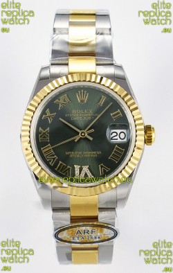 Rolex Super Clone Datejust ETA 2688 Movement 31MM Two Tone Yellow Gold Swiss Green Dial 