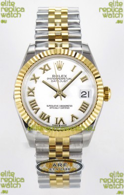 Rolex Super Clone Datejust ETA 2688 Movement 31MM Two Tone Yellow Gold Swiss White Dial