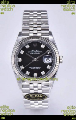 Rolex Datejust 126234 36MM Swiss Replica in 904L Steel in Black Dial 1:1 Mirror Replica