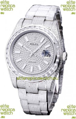 Rolex Datejust 41MM Swiss Replica - Iced Out Edition in Diamonds Dial 