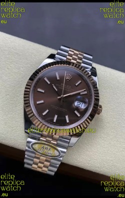 Rolex Datejust 126331 41MM ETA3235 72 Hours Power Brown Dial Jubilee 1:1 Mirror Replica in Rose Gold 904L Steel
