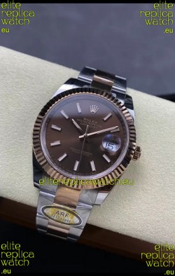 Rolex Datejust 126331 41MM ETA3235 72 Hours Power Brown Dial Oyster 1:1 Mirror Replica in Rose Gold 904L Steel