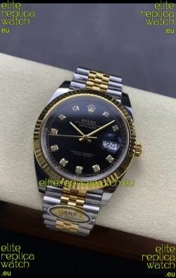 Rolex Datejust M126333 41MM ETA3235 72 Hours Power Black Diamonds Dial Jubilee 1:1 Mirror Replica Yellow Gold 904L Steel