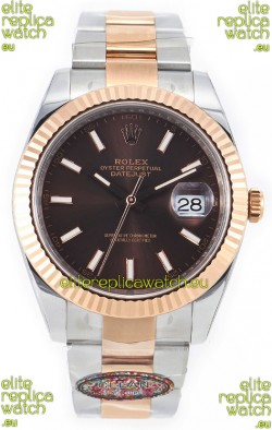Rolex Datejust M126333 41MM ETA3235 72 Hours Power Brown Dial Oyster 1:1 Mirror Replica Rose Gold 904L Steel