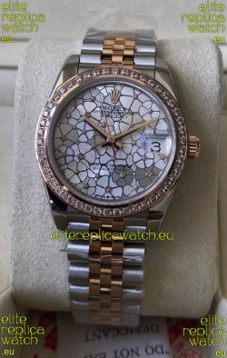 Rolex Datejust M278381RBR 31MM Swiss Replica Two Tone Rose Gold - Floral Motif Dial 1:1 Mirror Quality
