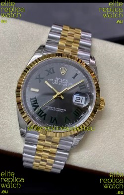 Rolex Datejust 36MM Cal.3135 Movement Swiss Replica Watch in 904L Steel Two Tone Grey Dial