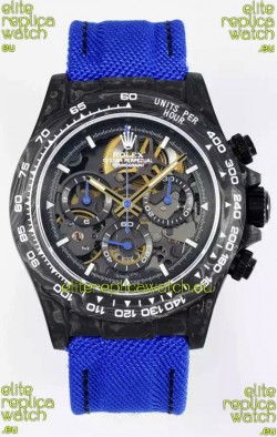 Rolex Daytona Super Clone DiW Skeleton Carbon Edition Watch - Forged Carbon Casing Purple Strap 1:1 Mirror Replica