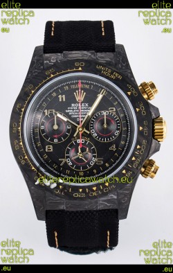 Rolex Daytona Super Clone DiW Avia Grey Carbon Edition Watch - Forged Carbon Casing Black Strap 1:1 Mirror Replica
