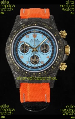 Rolex Daytona Super Clone Watch in Blue Dial Black Carbon Casing 1:1 Mirror Replica