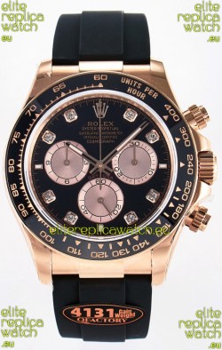 Rolex Cosmograph Daytona M126515 Rose Gold Black Diamonds Dial Original Cal.4131 Movement Watch 