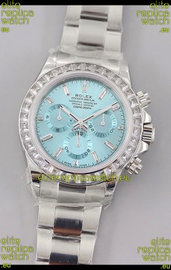 Rolex Cosmograph Daytona ICE Blue Dial Diamonds Bezel Cal.4130 Movement - 904L Steel Watch