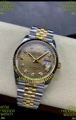 Rolex Datejust Cal.3235 Movement 1:1 Mirror Replica 904L Steel 36MM - Gold Fluted Motif Dial