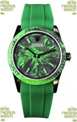 Rolex Milgauss DiW Green Carbon Casing Watch - ETA2836 Automatic Movement in Green Strap 
