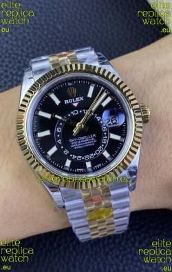 Rolex Sky-Dweller REF# M336933 Black Dial Watch in Yellow Gold 904L Steel Case 1:1 Mirror Replica