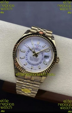 Rolex Sky-Dweller REF# 336935 White Dial Watch in Yellow Gold 904L Steel Case 1:1 Mirror Replica