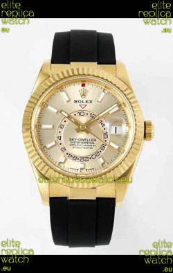 Rolex Sky-Dweller REF# 336935 Gold Dial Watch in Yellow Gold 904L Steel Case 1:1 Mirror Replica