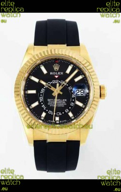 Rolex Sky-Dweller REF# 336935 Black Dial Watch in Yellow Gold 904L Steel Case 1:1 Mirror Replica
