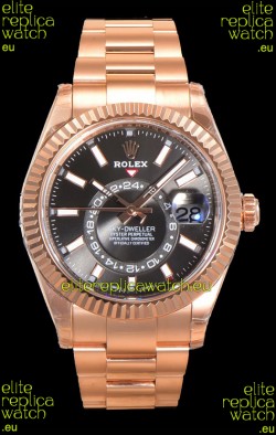 Rolex Sky-Dweller REF# 336235 Slate Dial Watch in Rose Gold 904L Steel Case 1:1 Mirror Replica