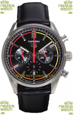 Tag Heuer Carrera Chronograph 42 Swiss Quartz Replica Watch Black Dial Leather Strap