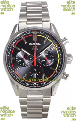 Tag Heuer Carrera Chronograph 42 Swiss Quartz Replica Watch Black Dial Steel Strap 
