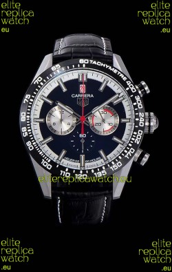 Tag Heuer Carrera Swiss Quartz Movement Replica Watch in Black Dial - Black Leather Strap