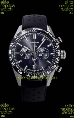 Tag Heuer Carrera Swiss Quartz Movement Replica Watch in Black Dial - Black Rubber Strap
