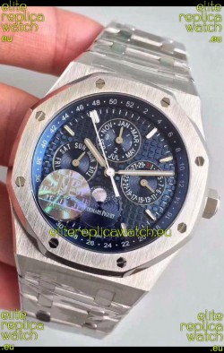 Audemars Piguet Royal Oak Perpetual Calendar Swiss Replica Steel Casing Watch in Blue Dial 