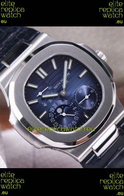 Patek Philippe Nautilus 5712/1A 1:1 Quality Swiss Replica Watch in Blue Dial Leather Strap