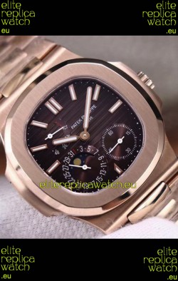 Patek Philippe Nautilus 5712/R 1:1 Quality Swiss Replica Watch in Brown Dial Gold Strap